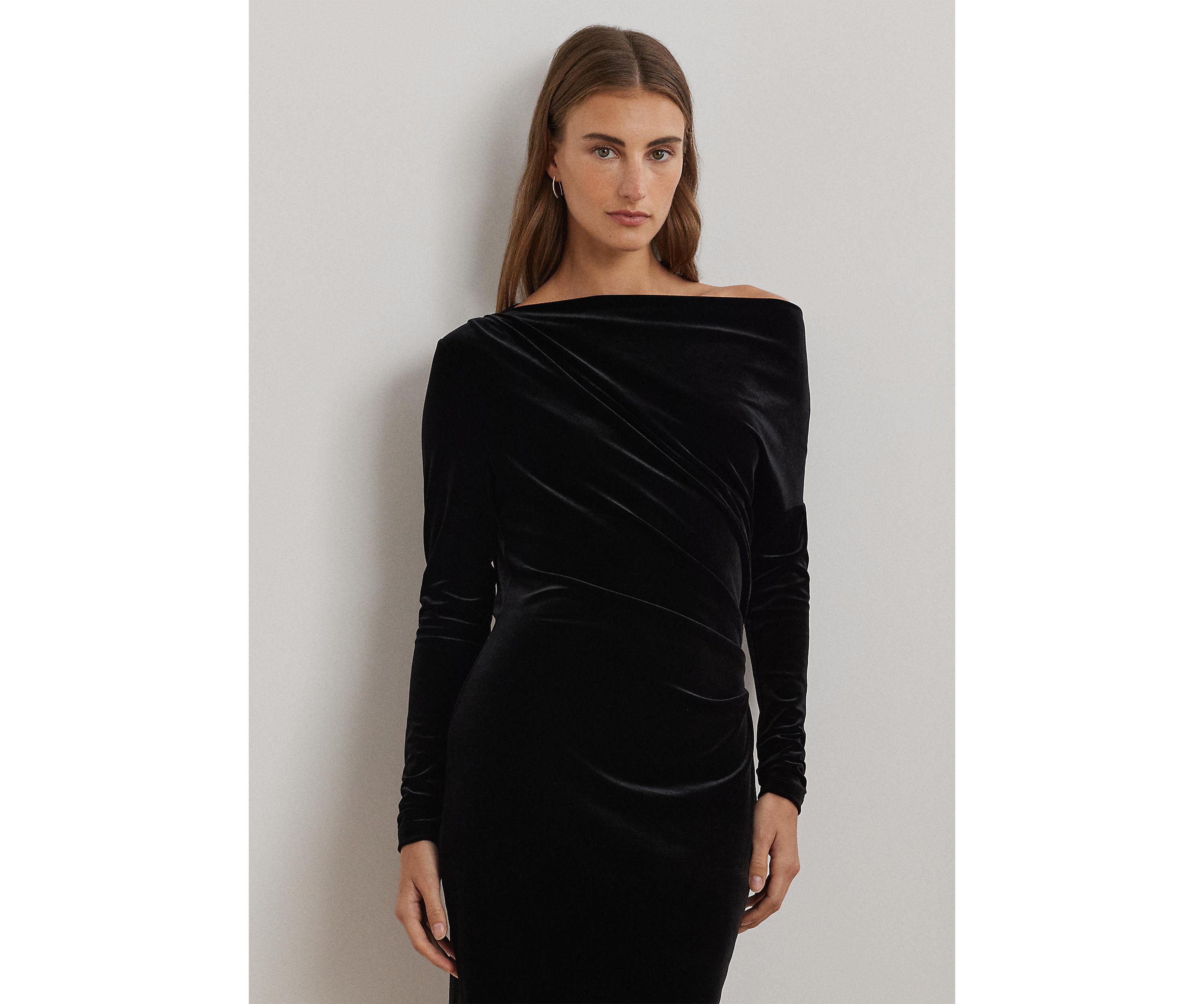Plus Size Velvet One-Shoulder Cocktail Dress