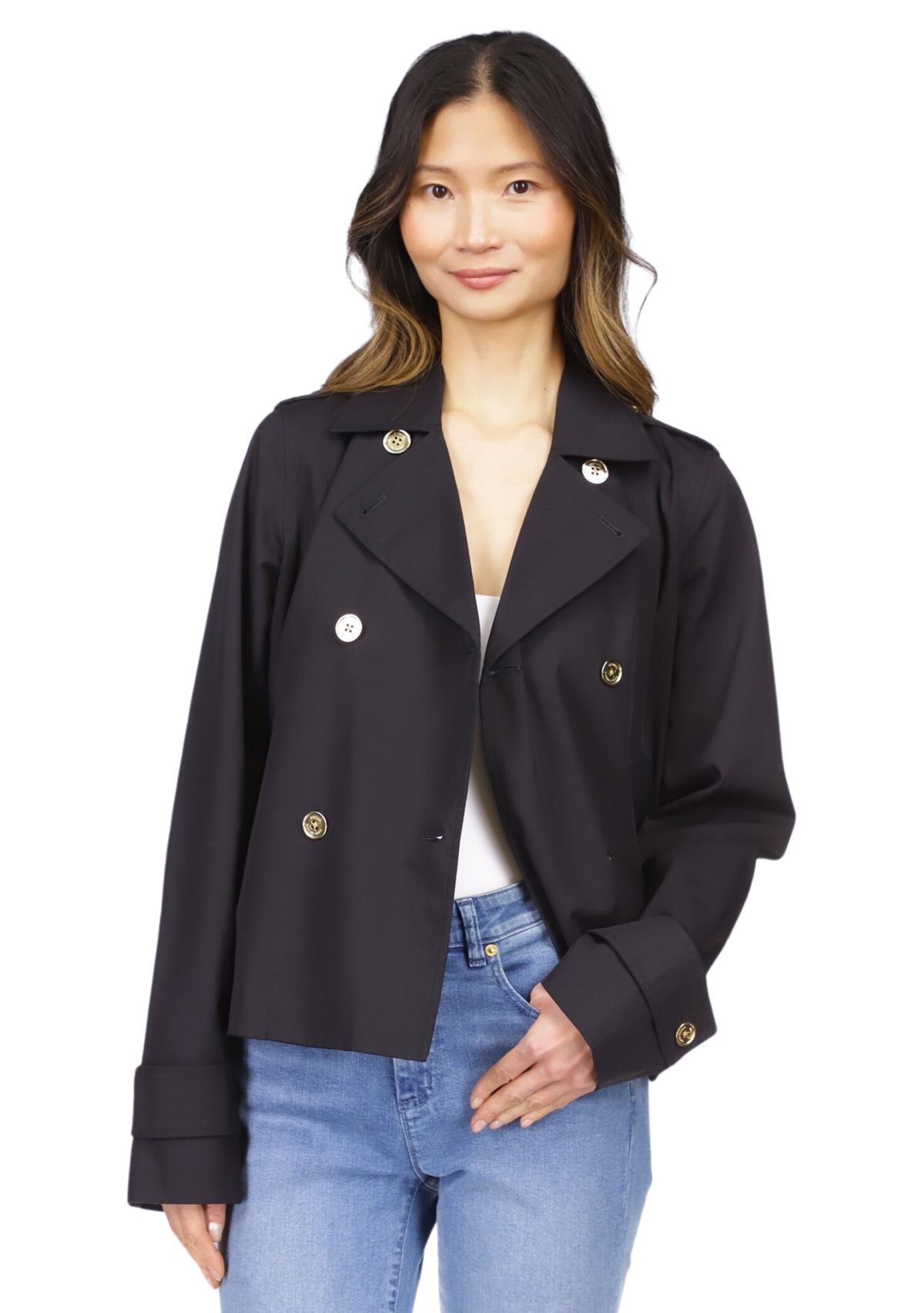 Womens Long Sleeve Double Breasted Trench Coat