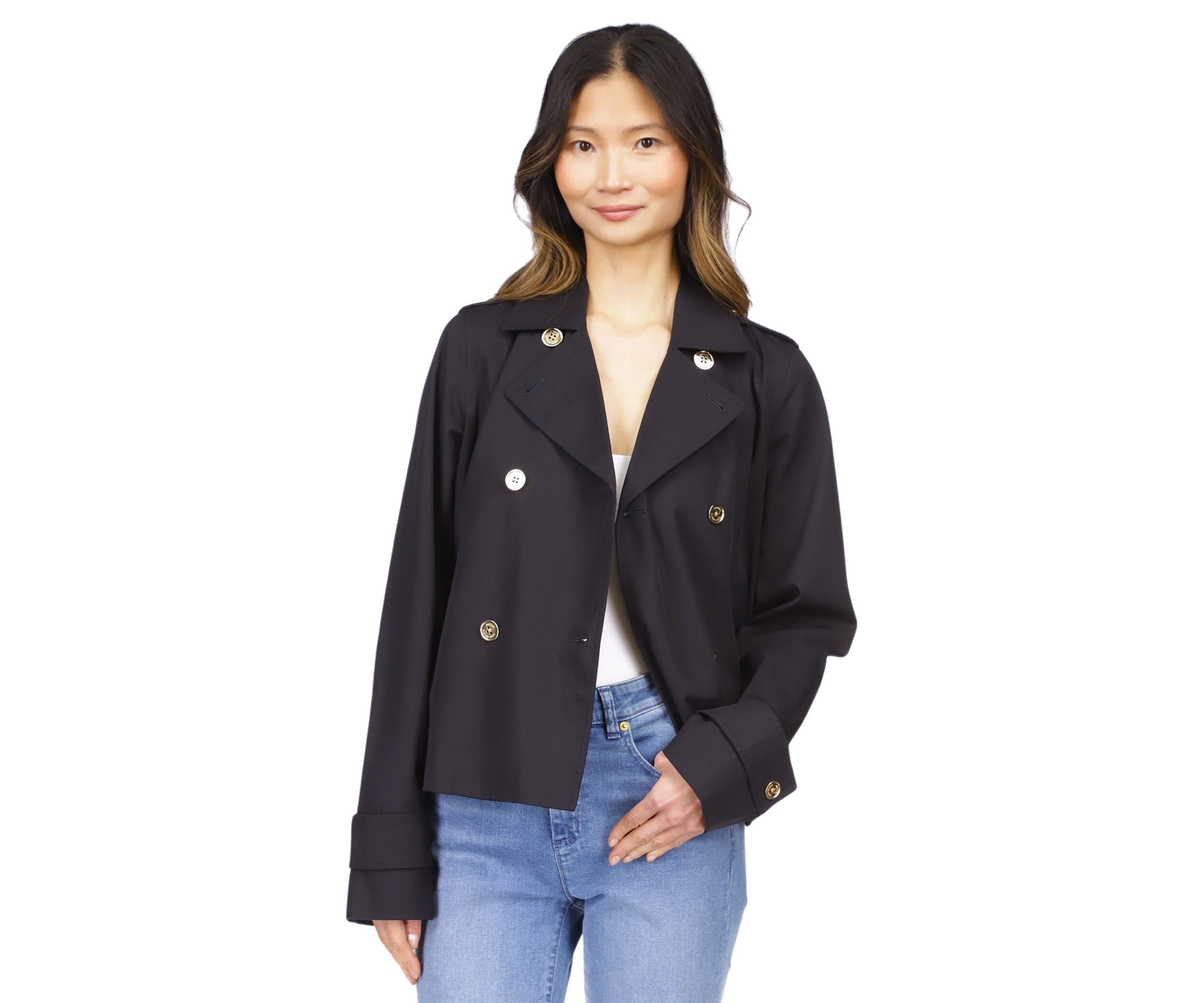Womens Long Sleeve Double Breasted Trench Coat