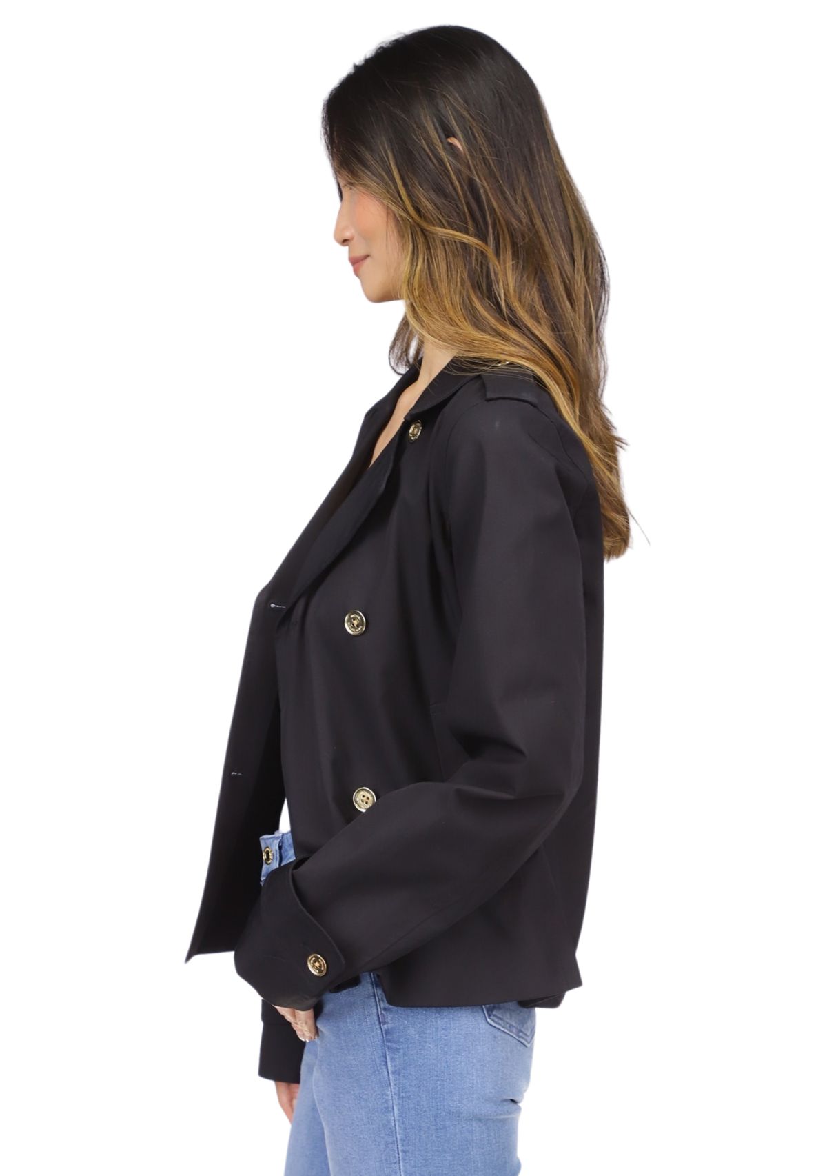 Womens Long Sleeve Double Breasted Trench Coat