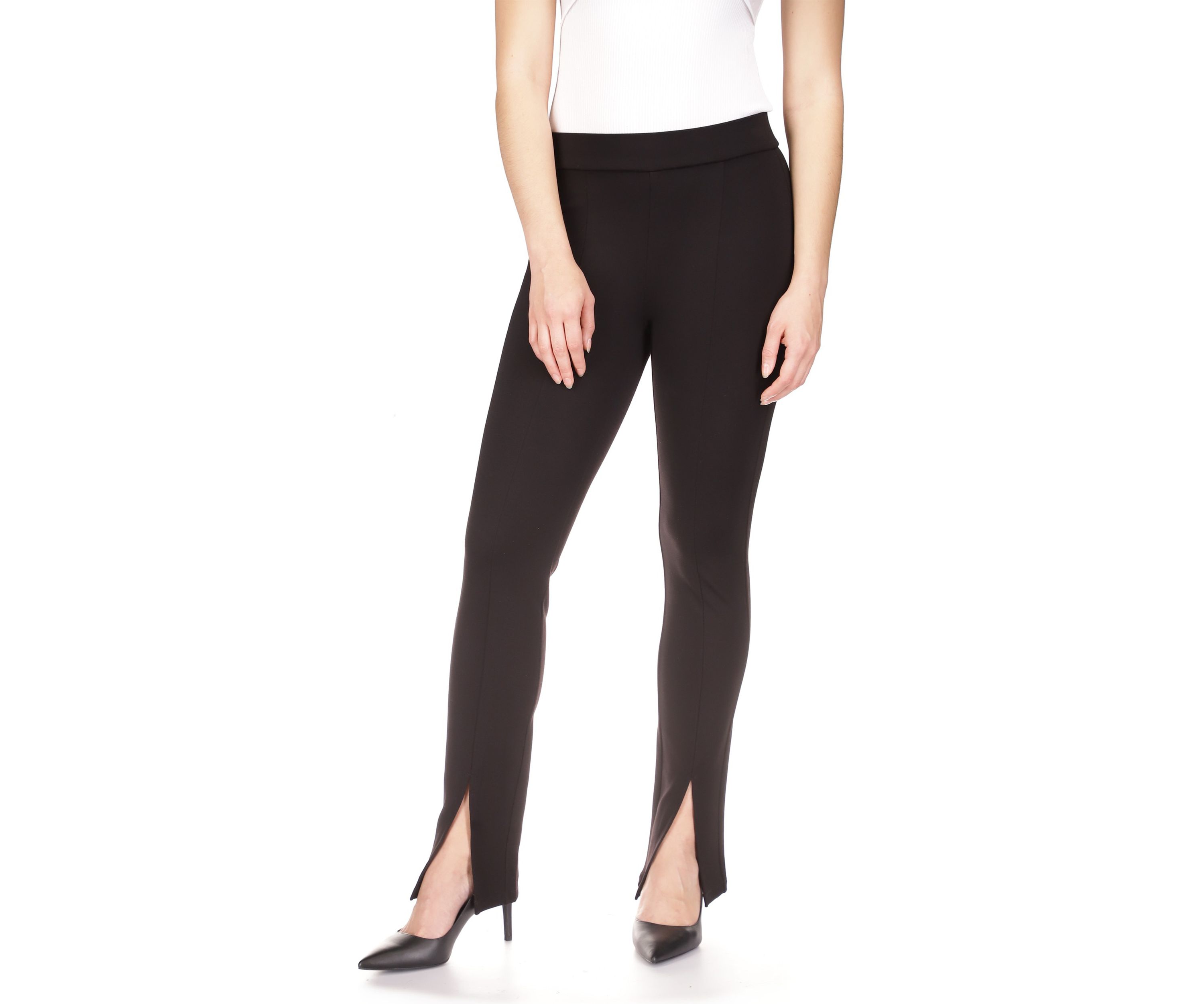 Womens Solid Split Hem Leggings