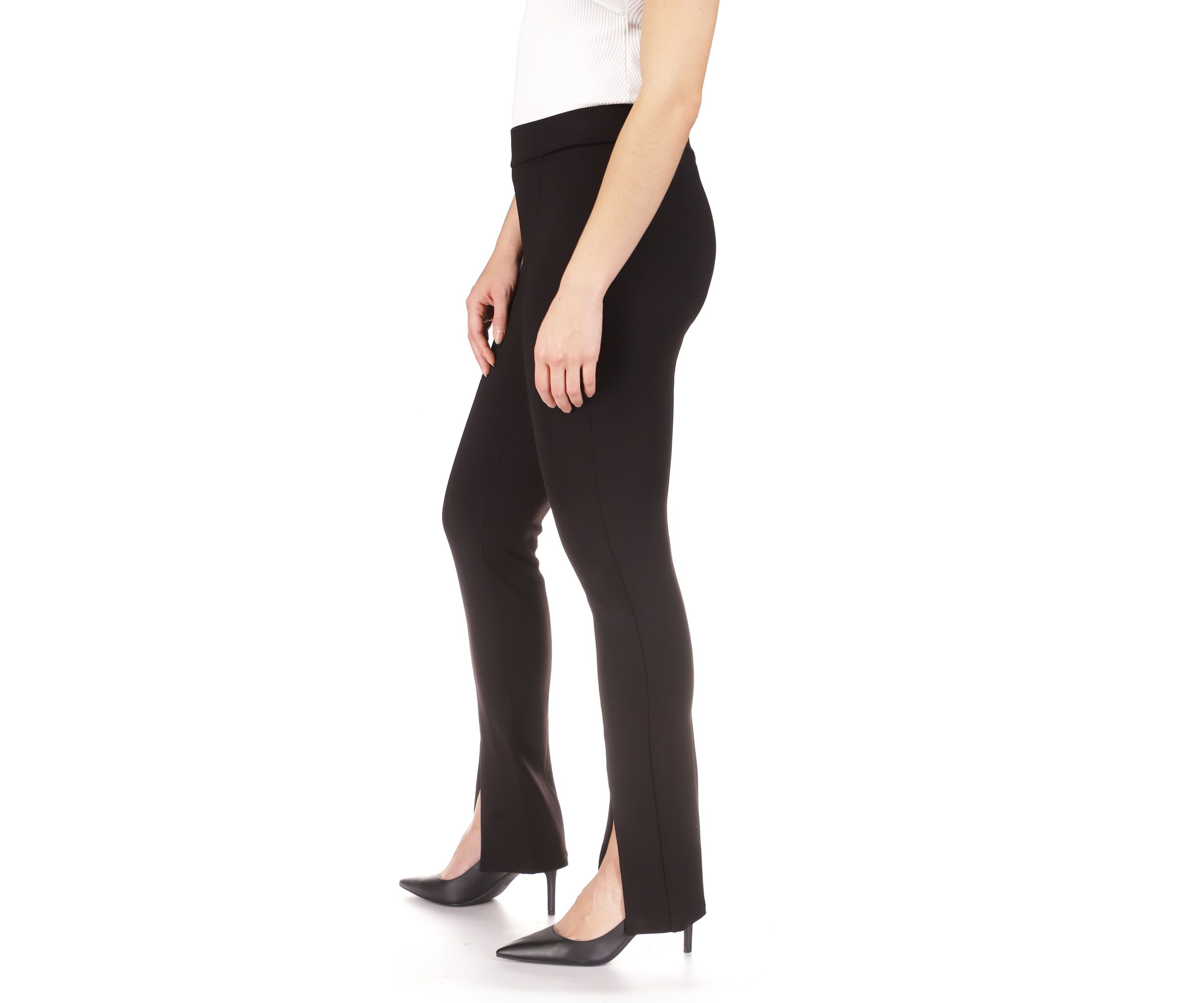 Womens Solid Split Hem Leggings