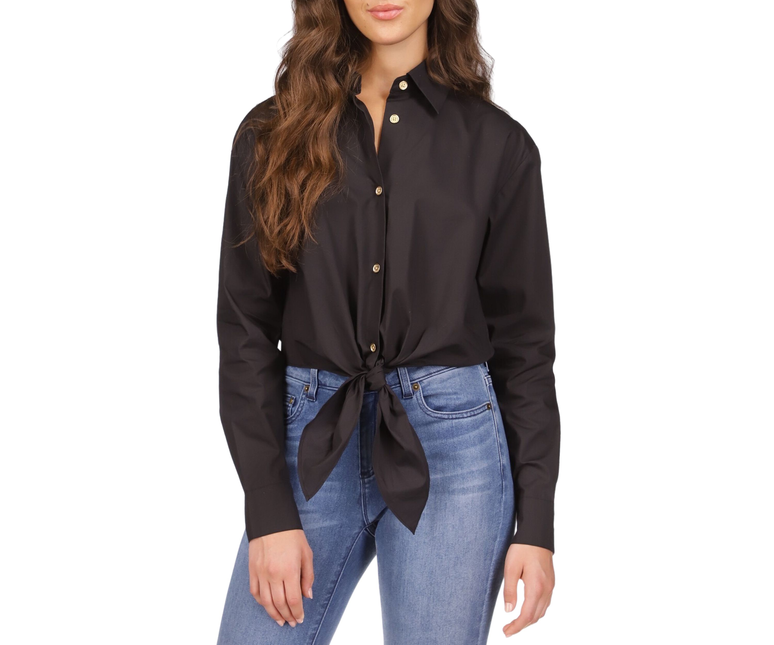 Womens Poplin Tie Shirt
