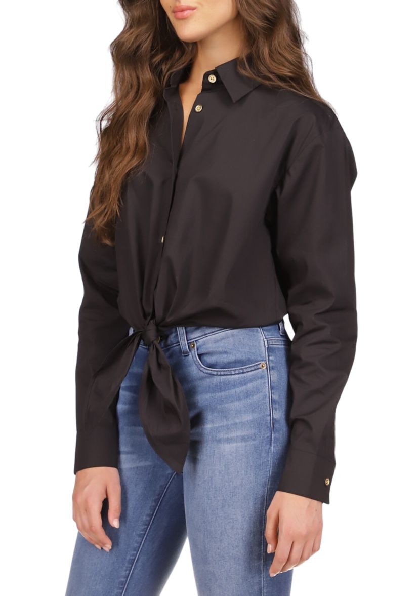 Womens Poplin Tie Shirt