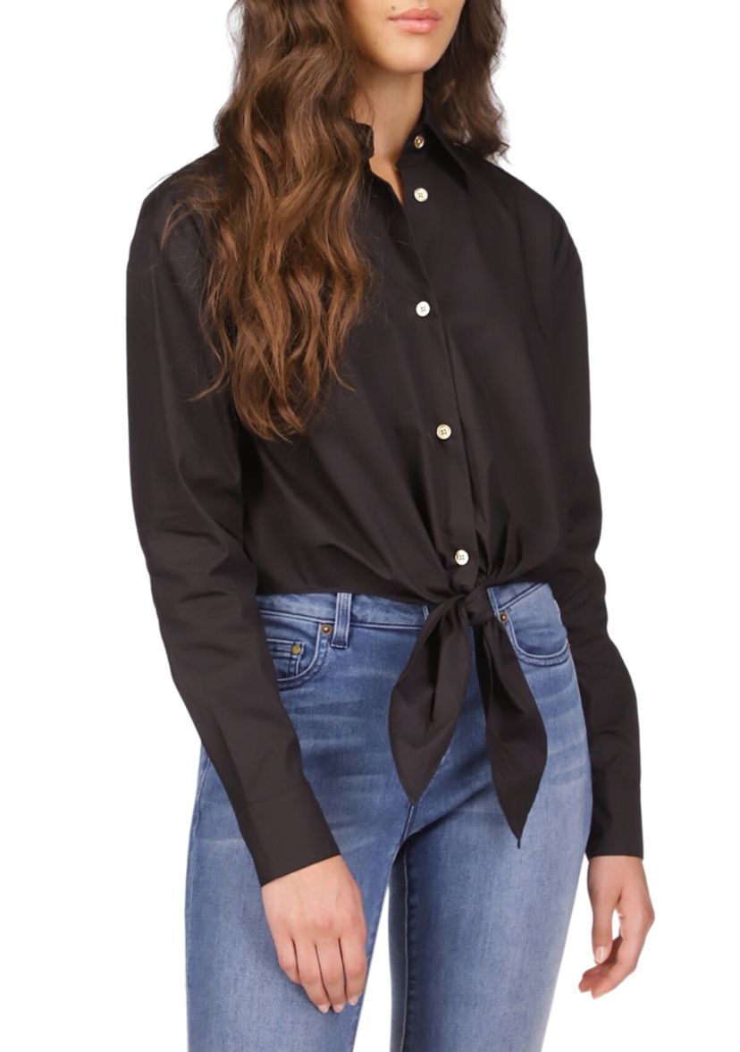 Womens Poplin Tie Shirt