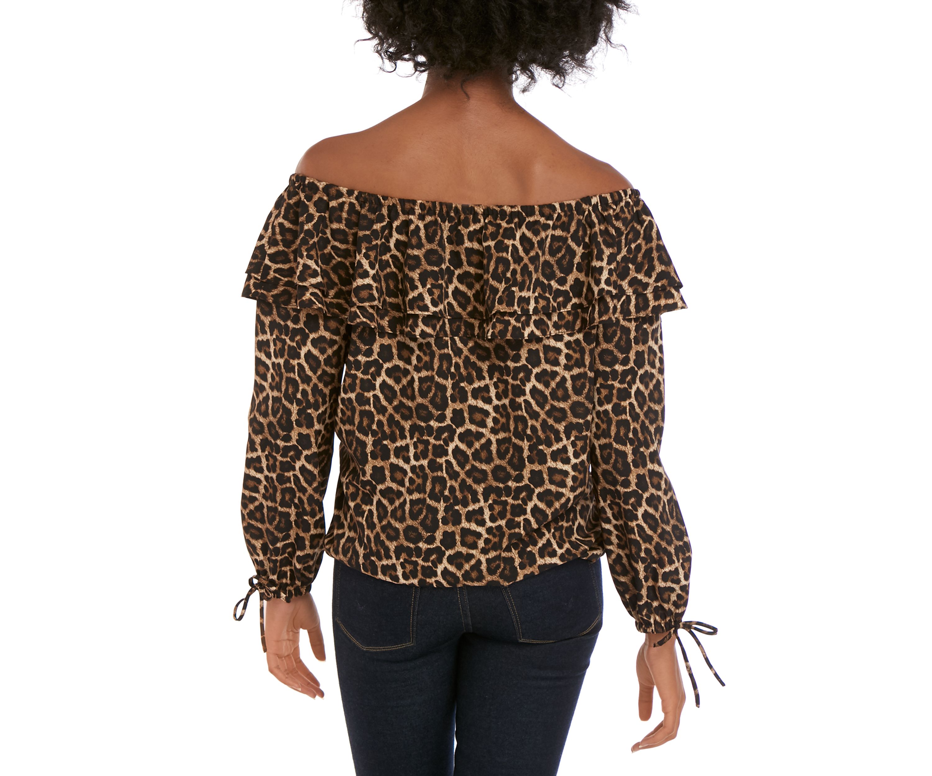 Leopard Off the Shoulder Peasant Blouse