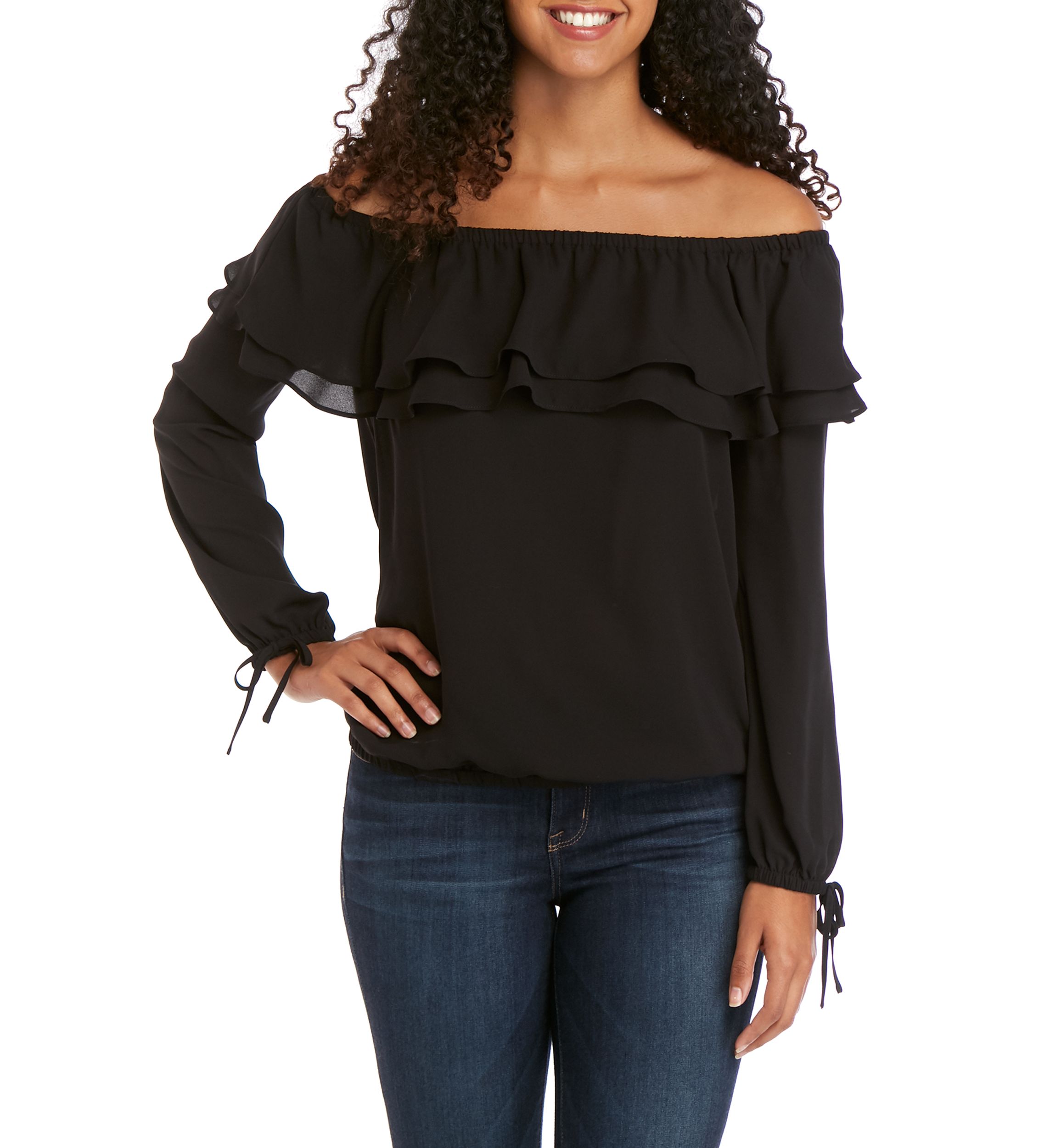 Ruffle Off The Shoulder Peasant Blouse 
