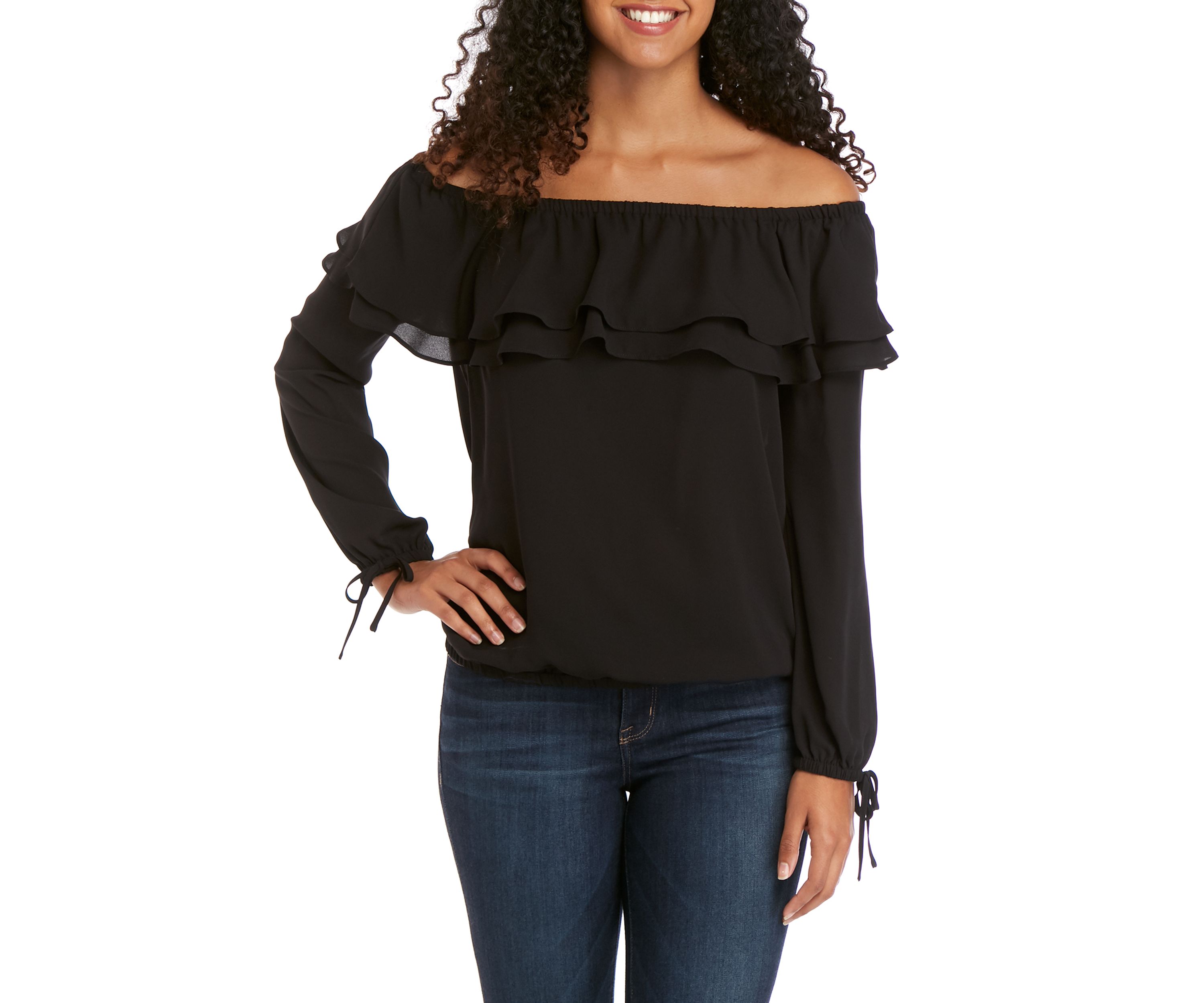 Ruffle Off The Shoulder Peasant Blouse 