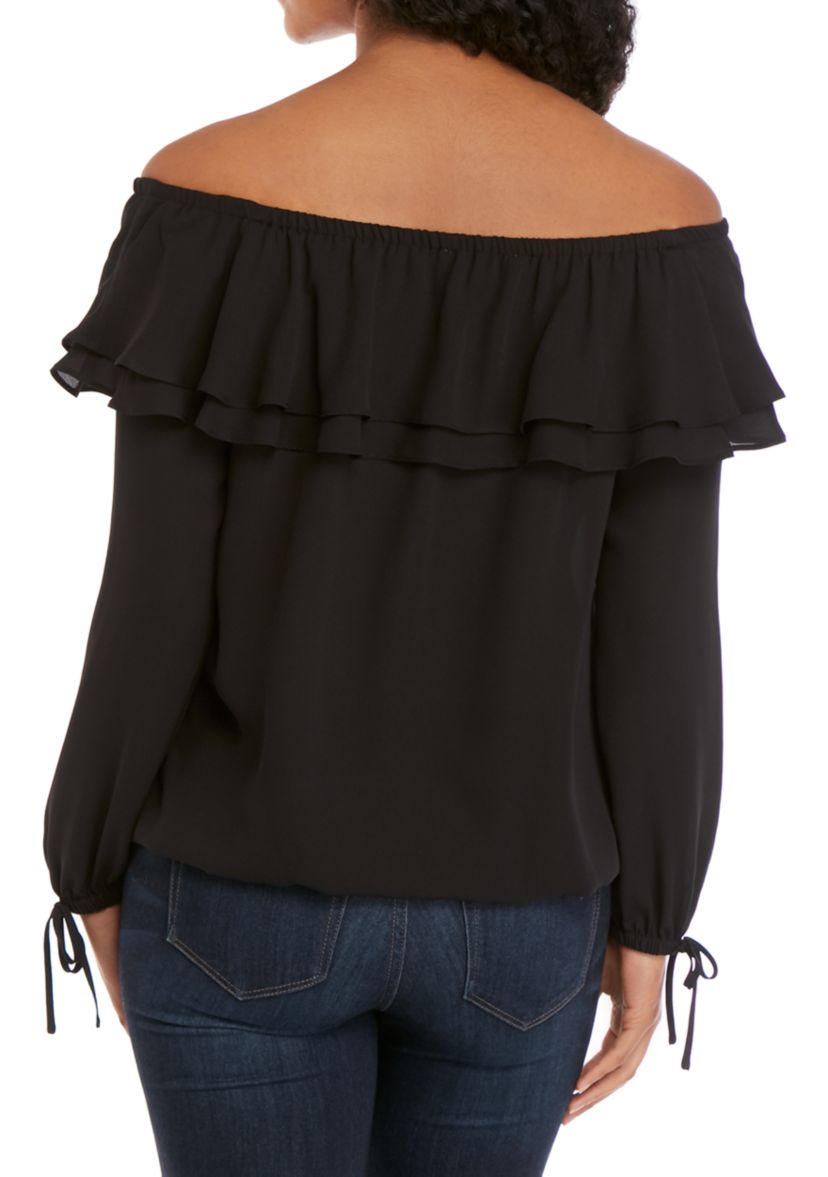 Ruffle Off The Shoulder Peasant Blouse 