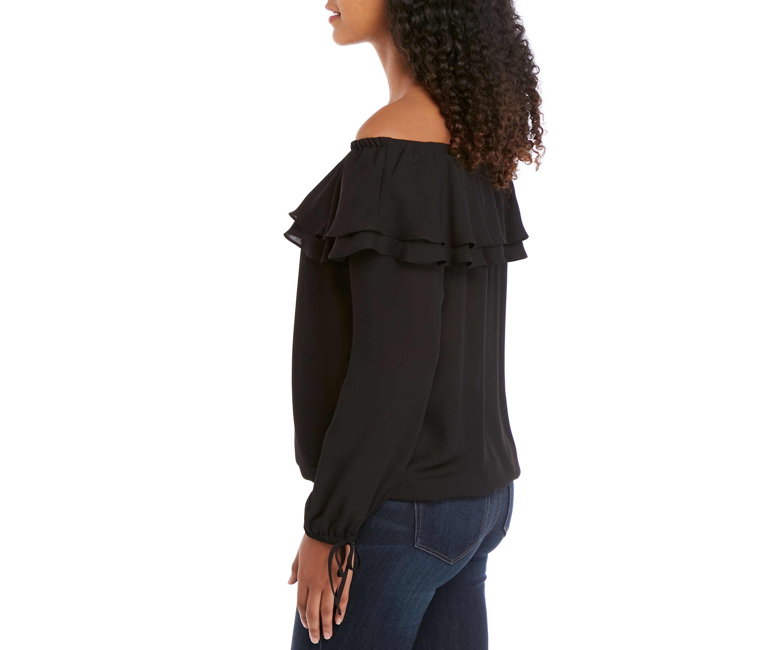 Ruffle Off The Shoulder Peasant Blouse 