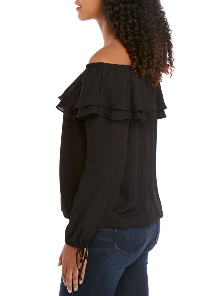 Ruffle Off The Shoulder Peasant Blouse 