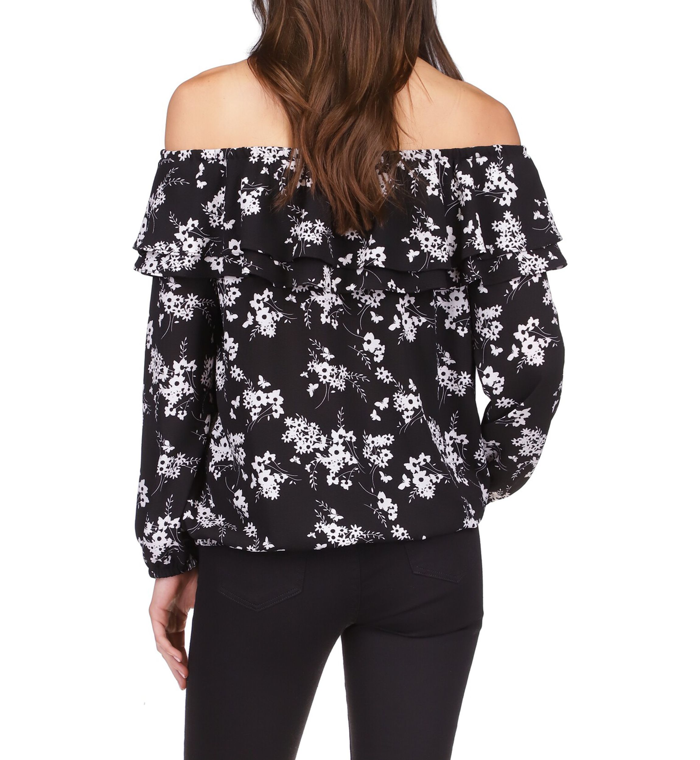 Womens Bold Botantical Ruffle Top