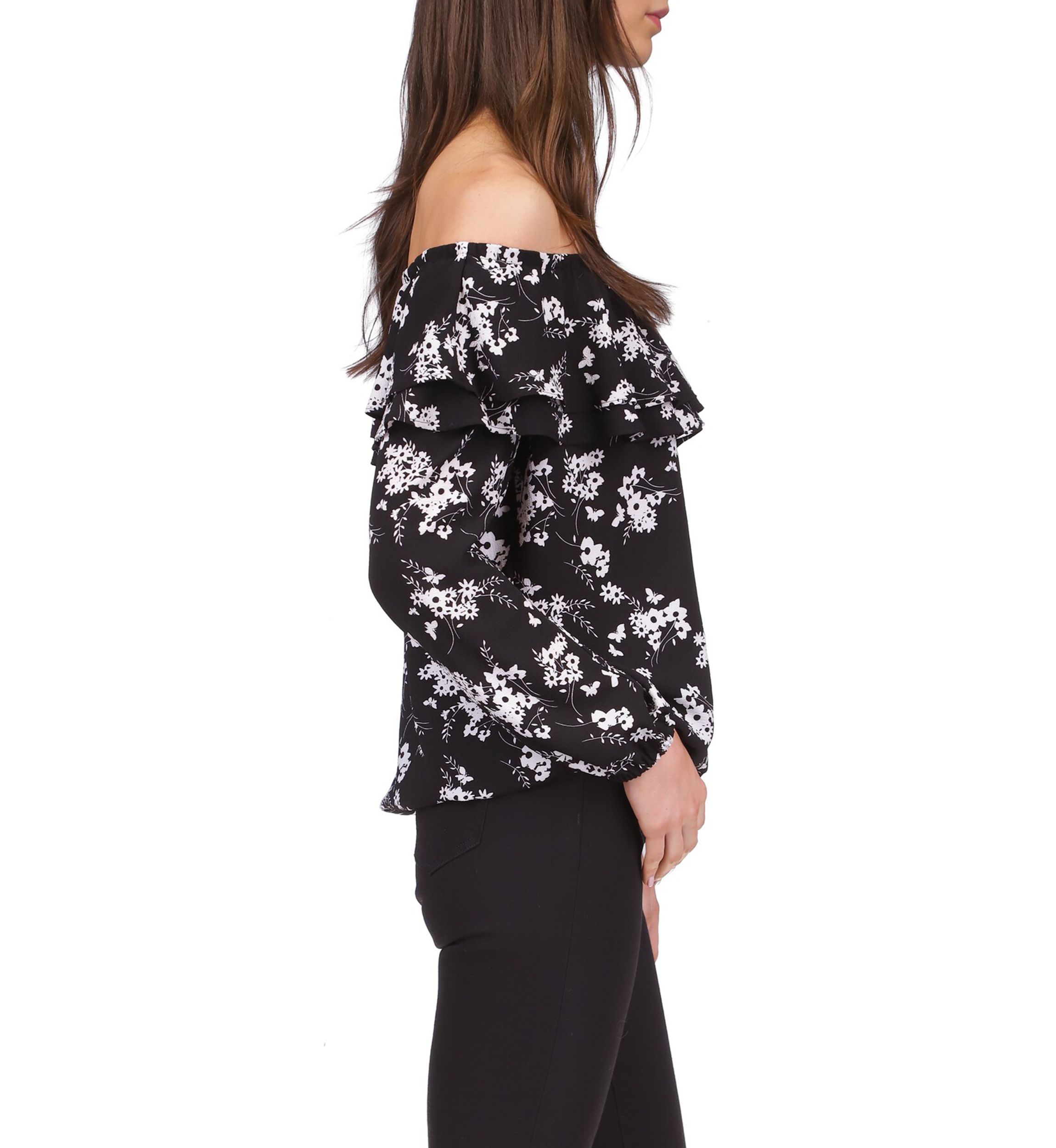 Womens Bold Botantical Ruffle Top