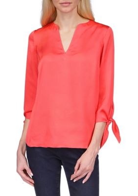 MICHAEL Michael Kors Women's Solid Satin Tie Top, XS -  0196163812663