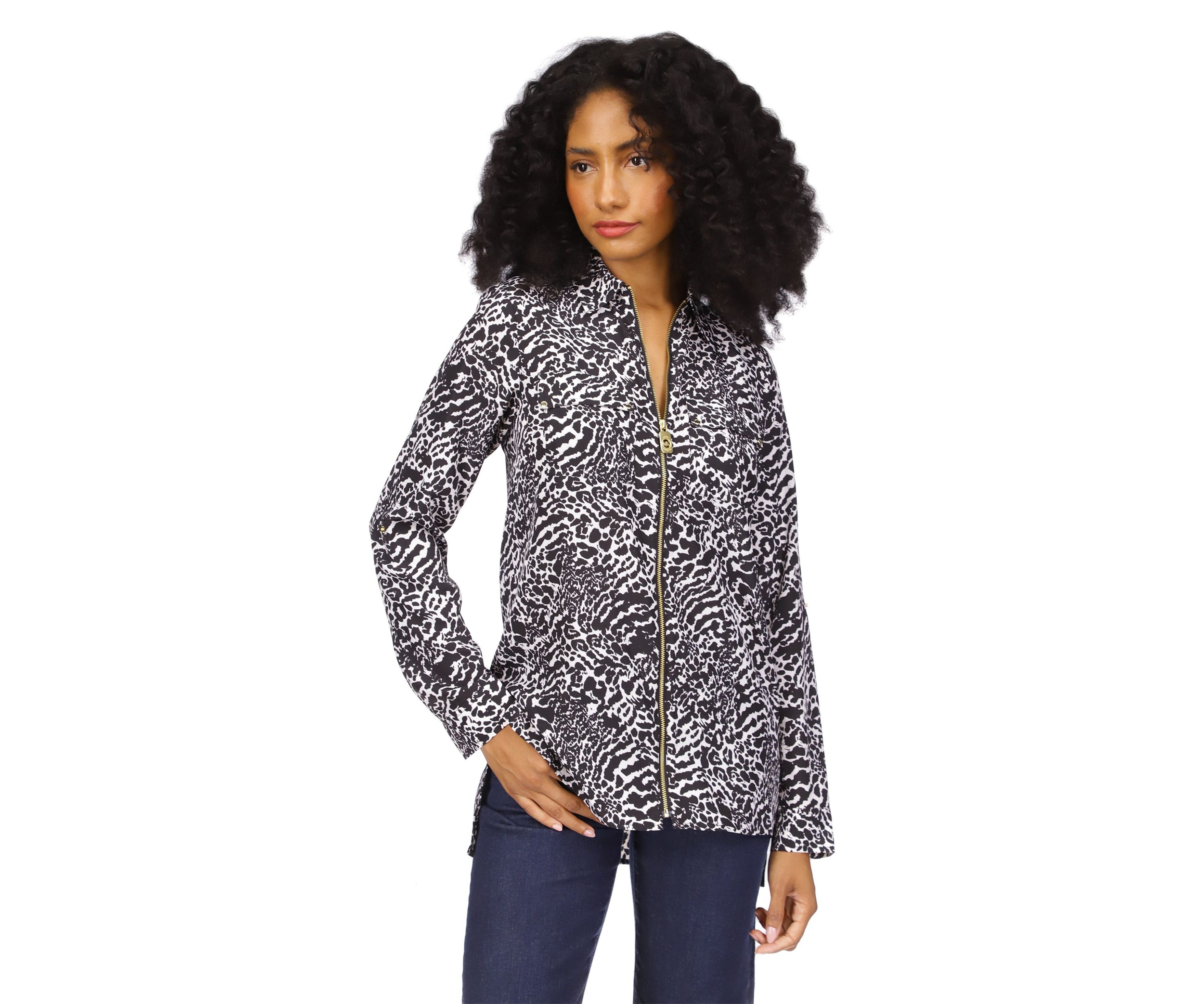 Womens Animal Print Dog Tag Top