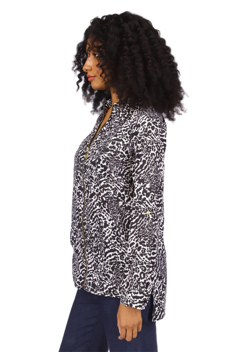 Womens Animal Print Dog Tag Top