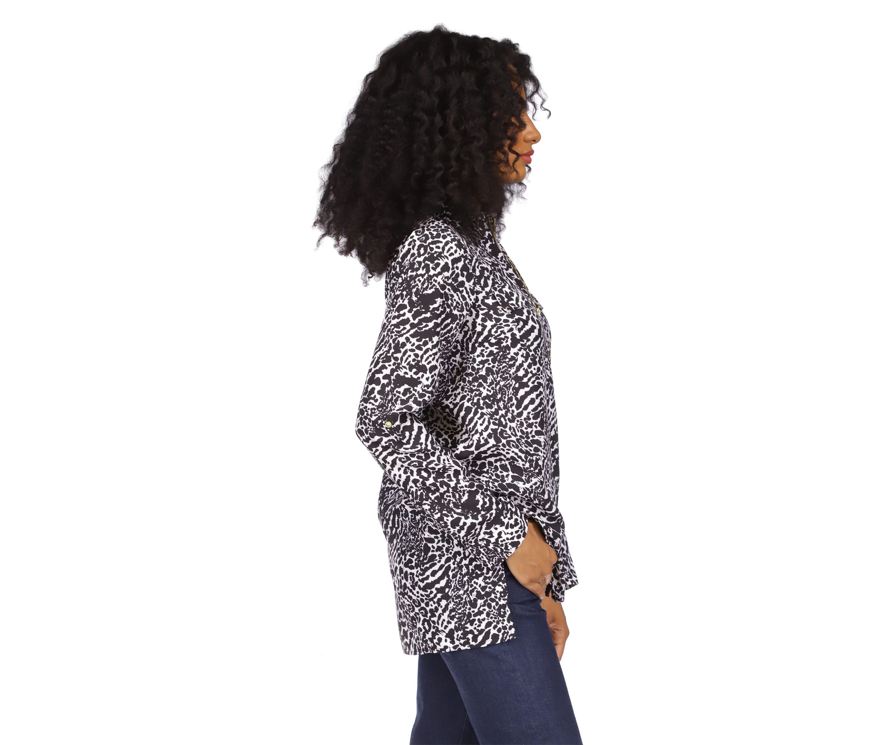 Womens Animal Print Dog Tag Top