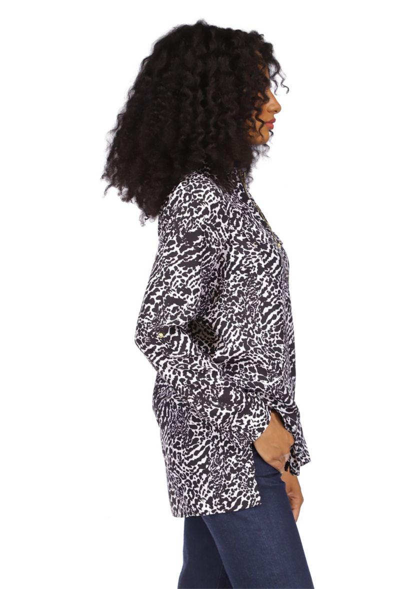Womens Animal Print Dog Tag Top