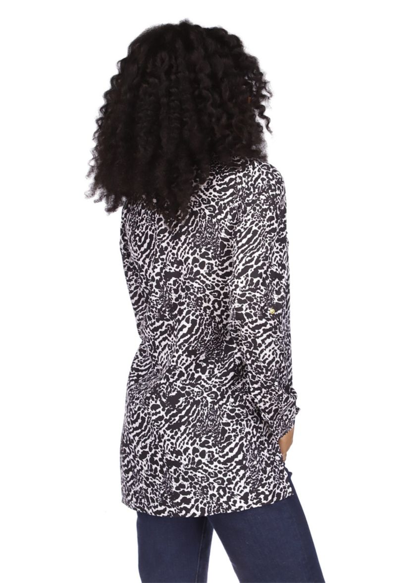 Womens Animal Print Dog Tag Top