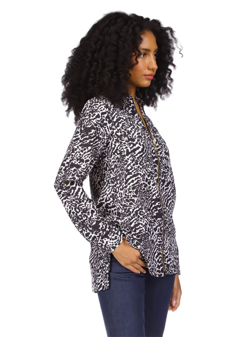 Womens Animal Print Dog Tag Top