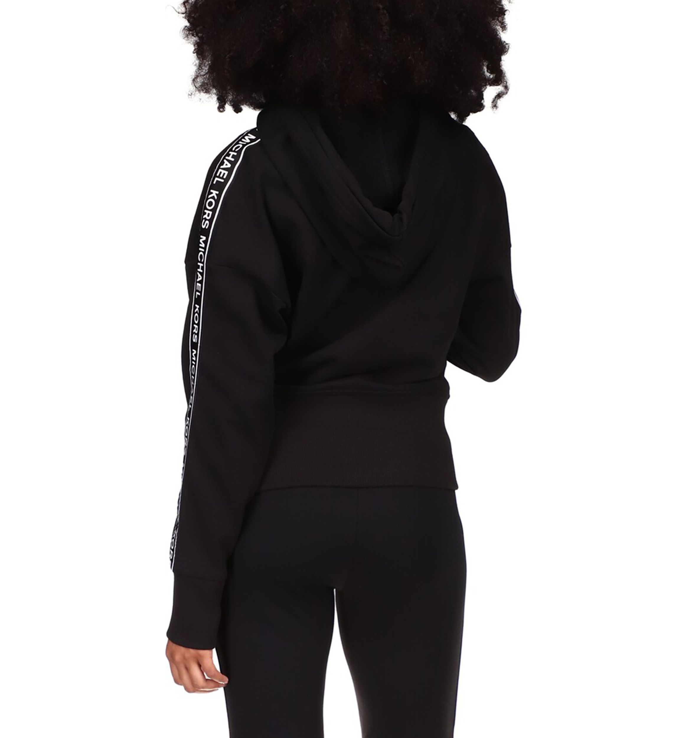 Womens Logo Tape Zip Front Hoodie