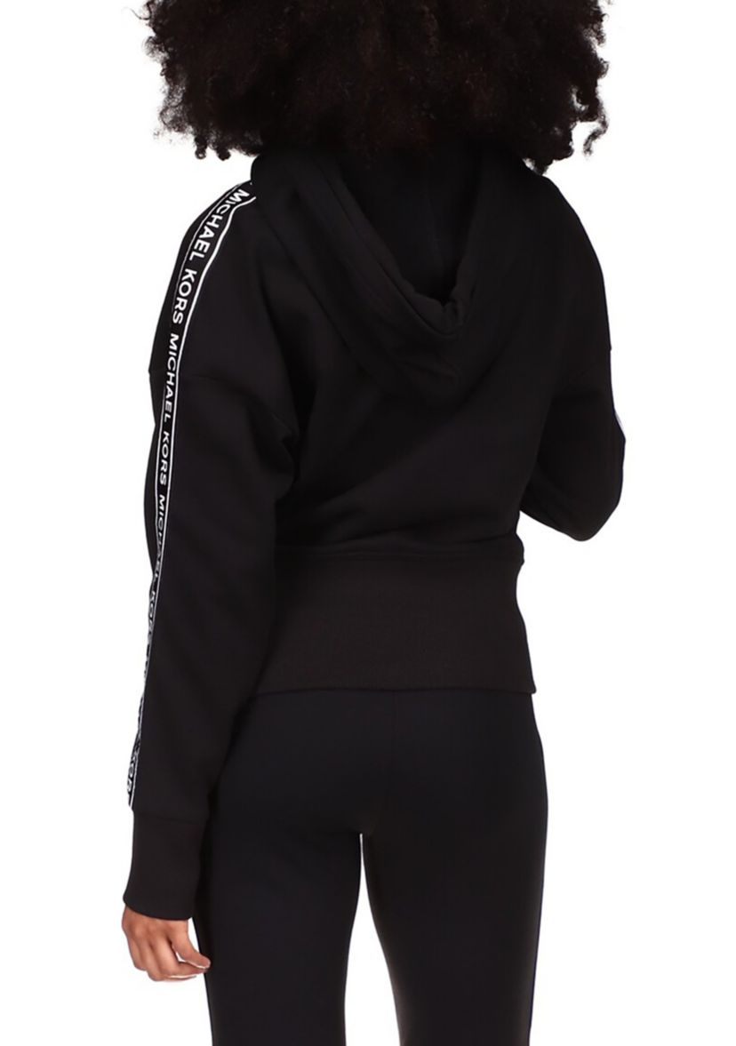 Womens Logo Tape Zip Front Hoodie
