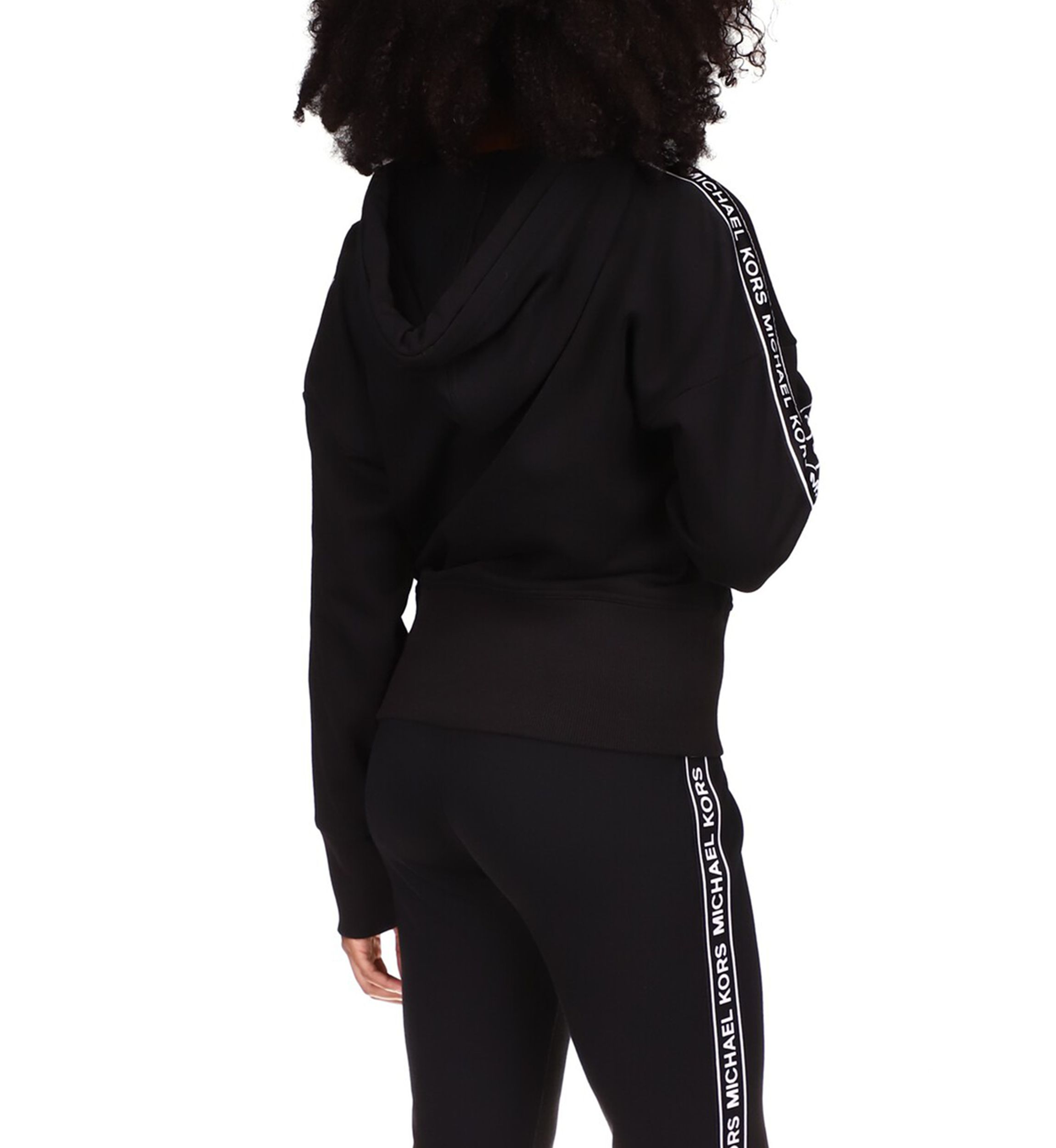 Womens Logo Tape Zip Front Hoodie