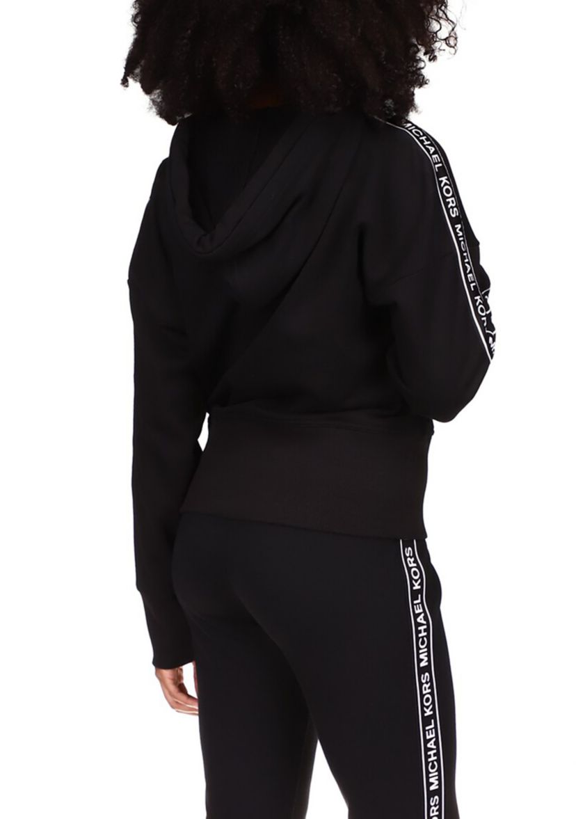 Womens Logo Tape Zip Front Hoodie