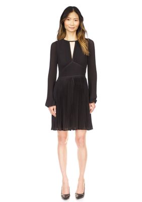 MICHAEL Michael Kors Women's Solid Pleated Mini Dress, Black, X-Large -  0196237565396