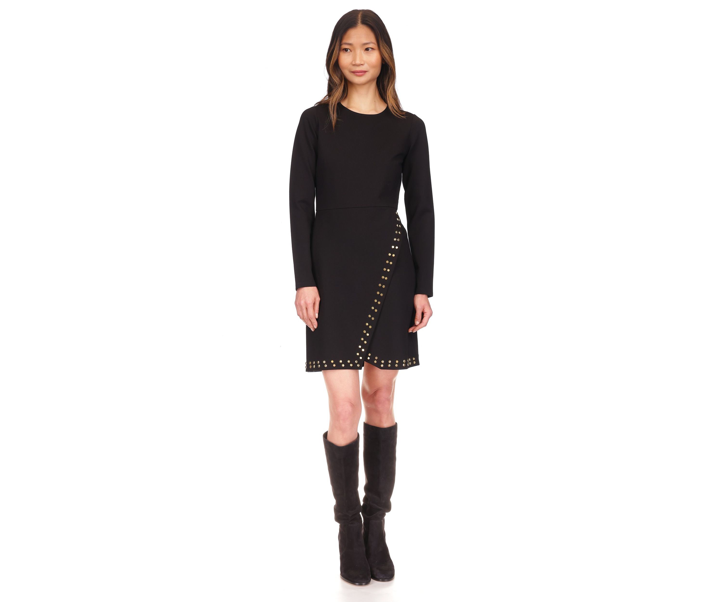 Womens Long Sleeve Studded Dress