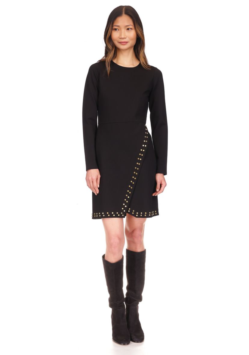 Womens Long Sleeve Studded Dress