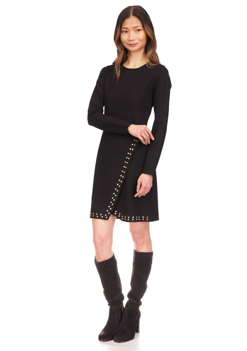 Womens Long Sleeve Studded Dress