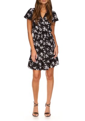 MICHAEL Michael Kors Women's Pop Bold Botanical Short Sleeve Wrap Dress |  belk