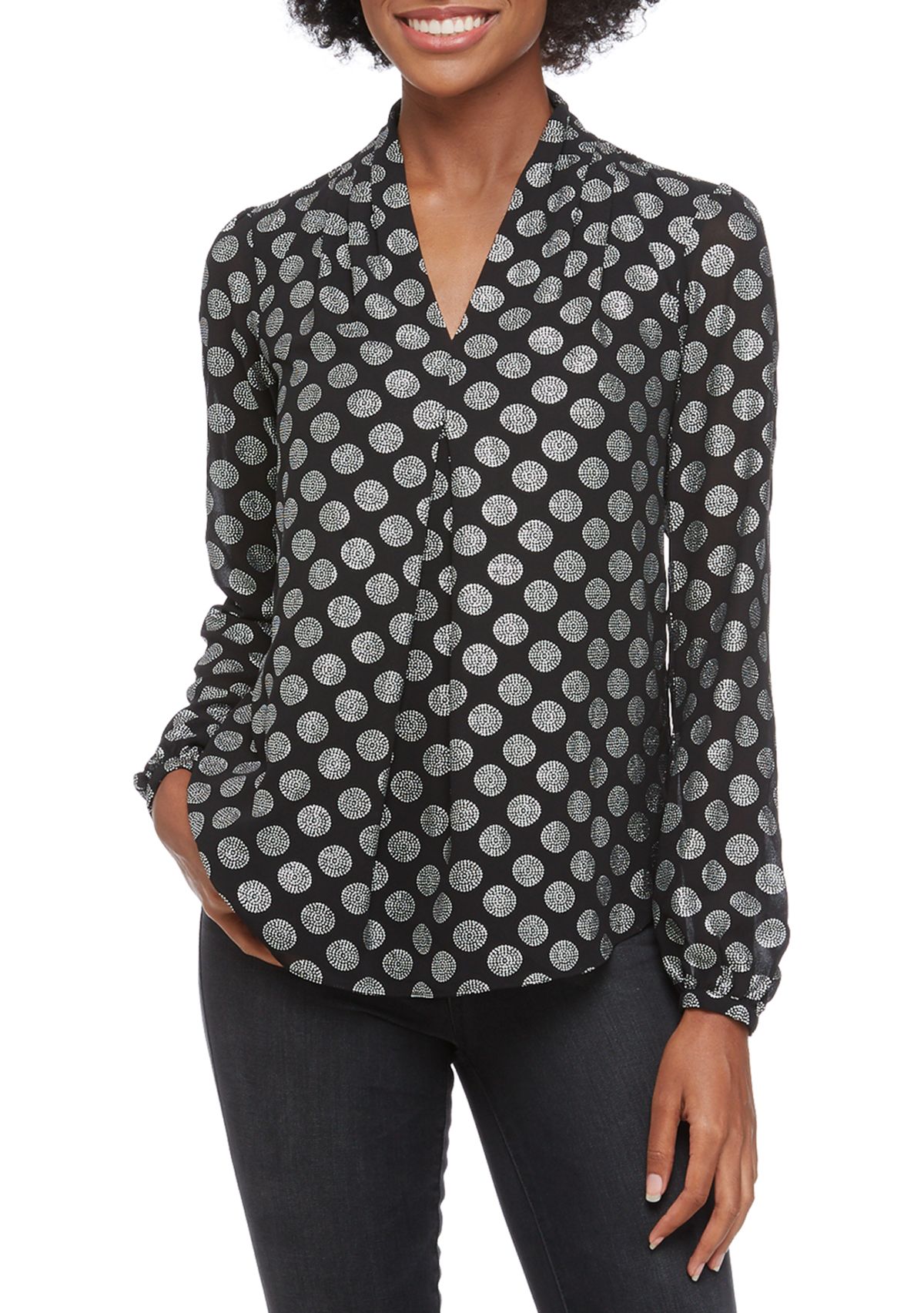 Womens Foil Inverted Pleat Top