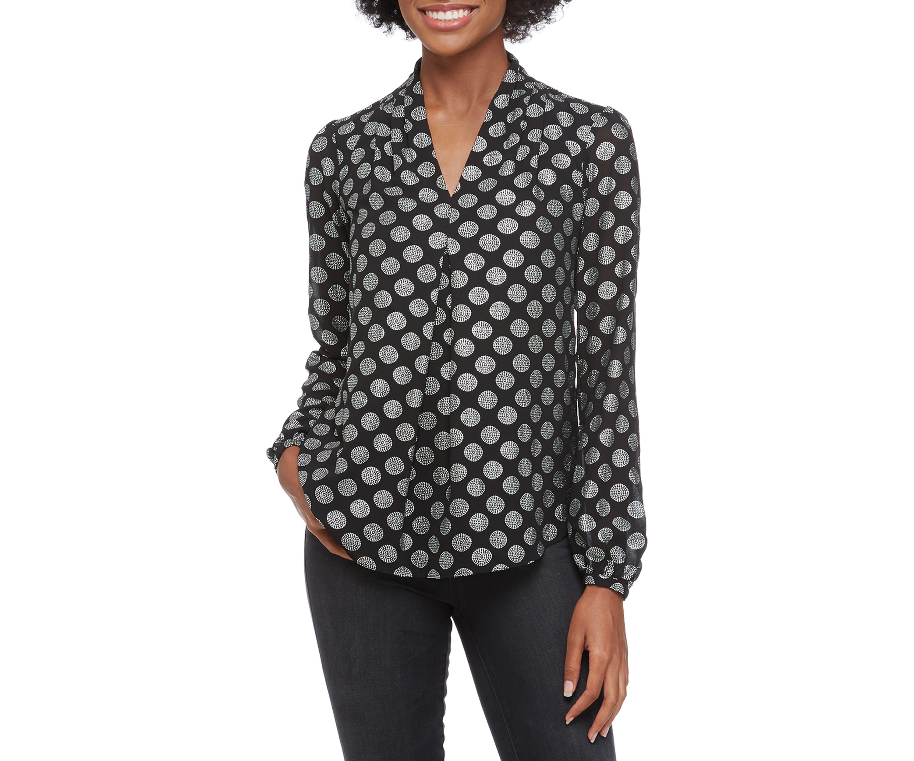 Womens Foil Inverted Pleat Top