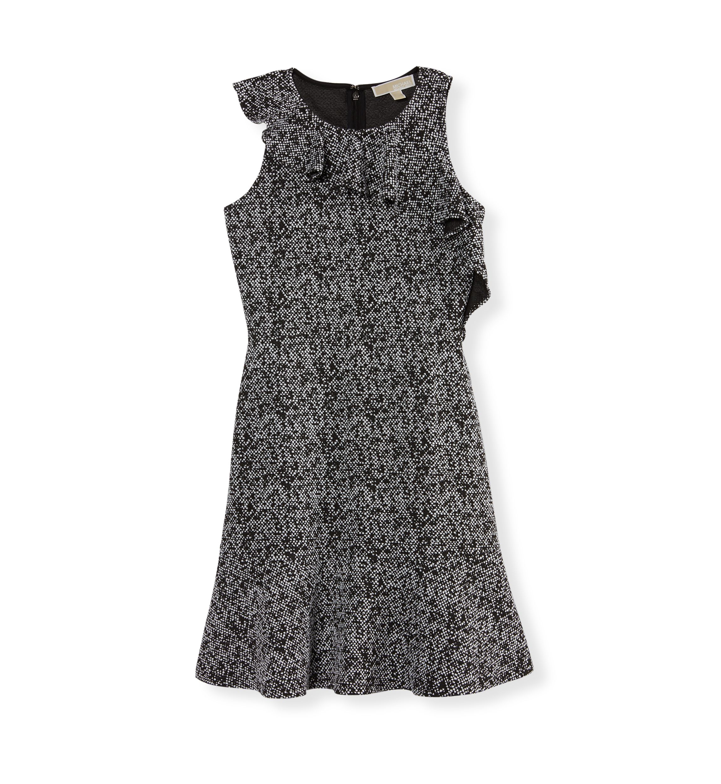 Womens Jacquard Flounce Fit and Flare Dress