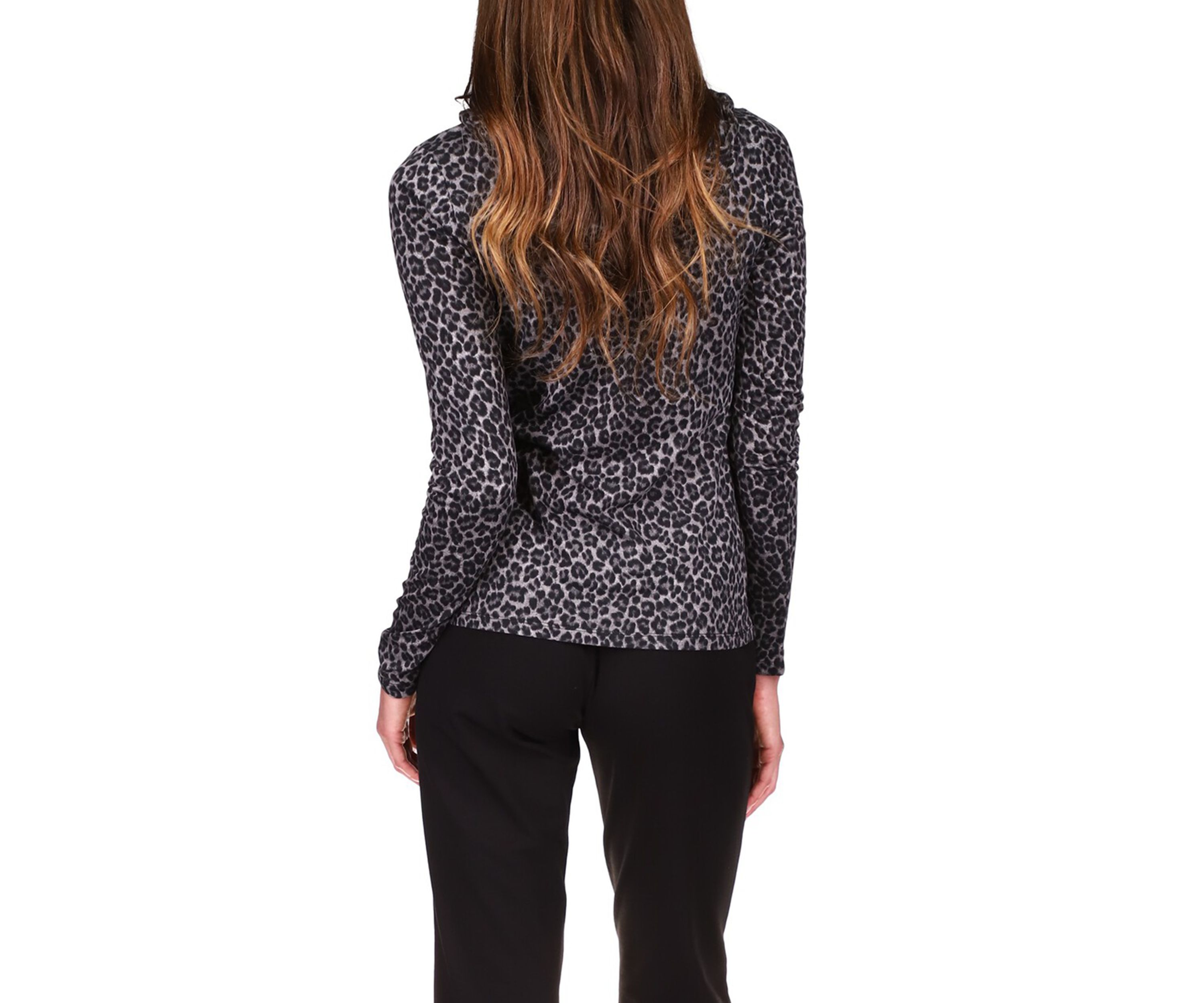 Womens Cheetah Print V-Neck Logo Sweatshirt