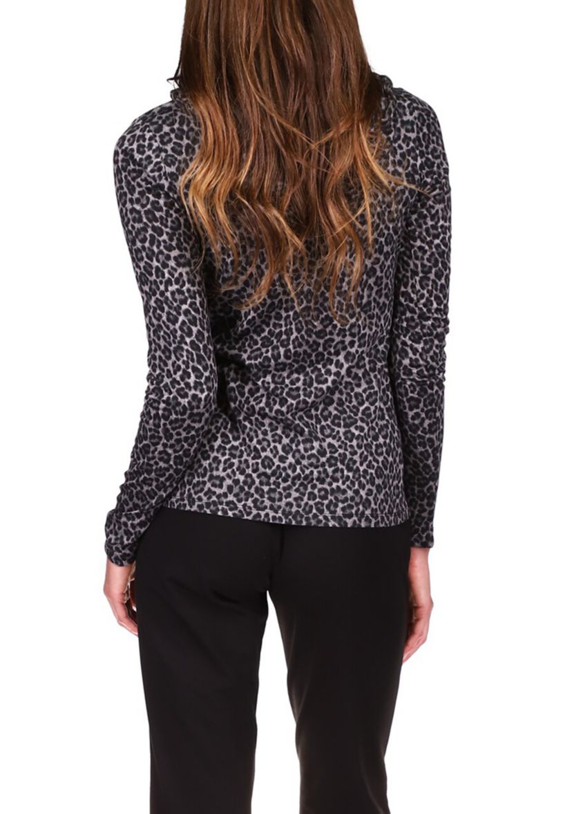 Womens Cheetah Print V-Neck Logo Sweatshirt