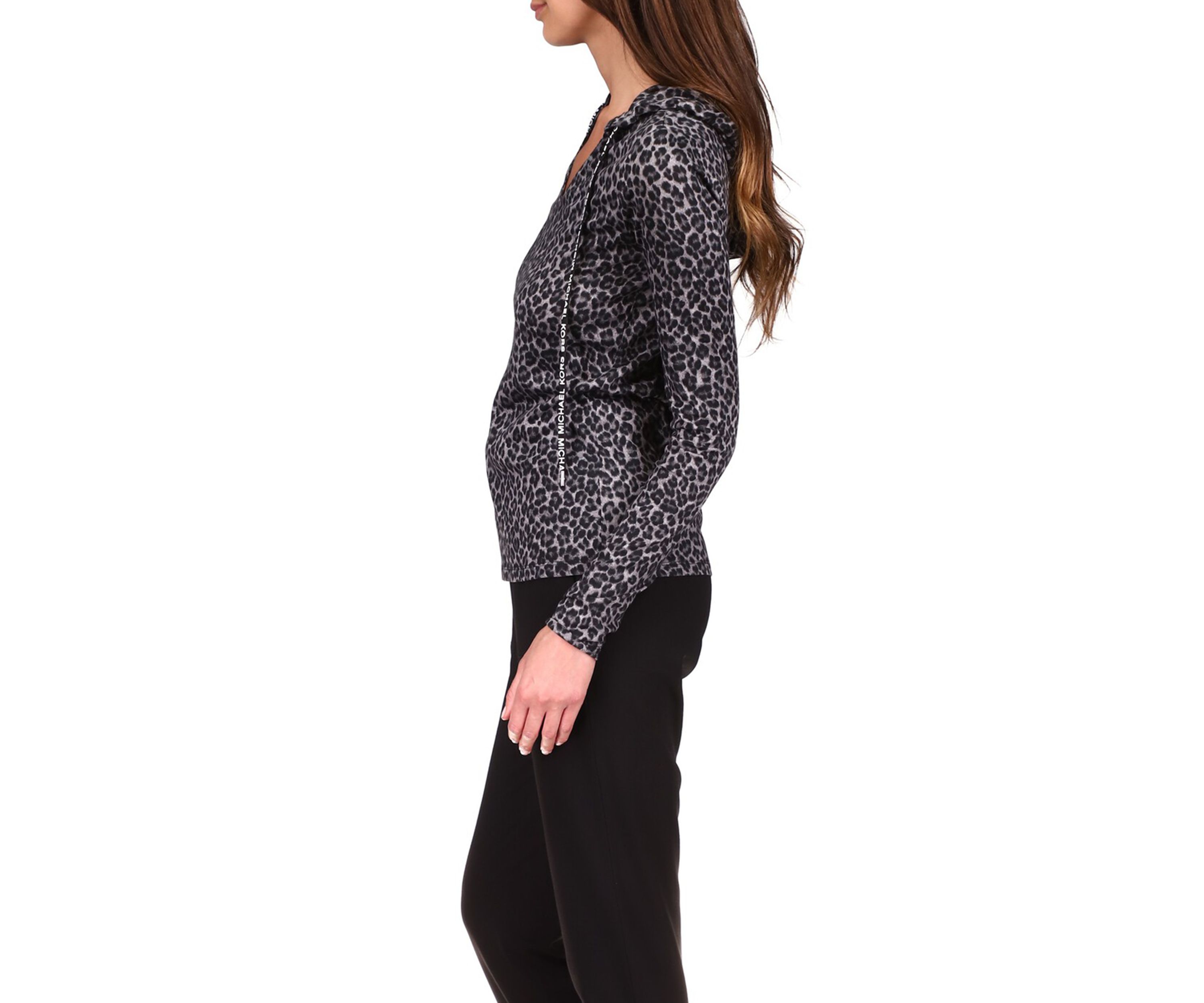 Womens Cheetah Print V-Neck Logo Sweatshirt