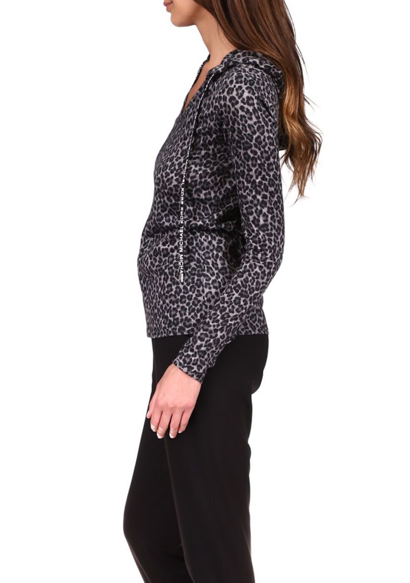 Womens Cheetah Print V-Neck Logo Sweatshirt