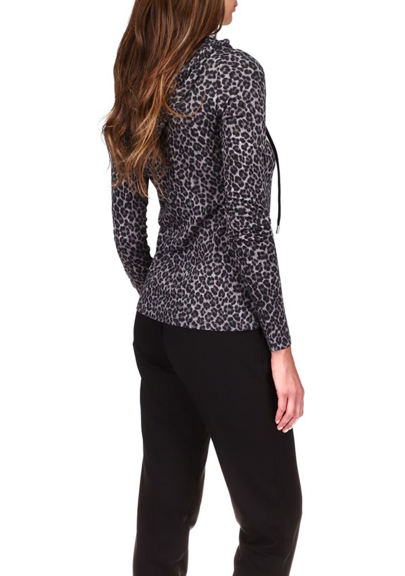 Womens Cheetah Print V-Neck Logo Sweatshirt