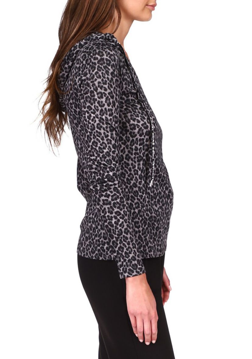Womens Cheetah Print V-Neck Logo Sweatshirt