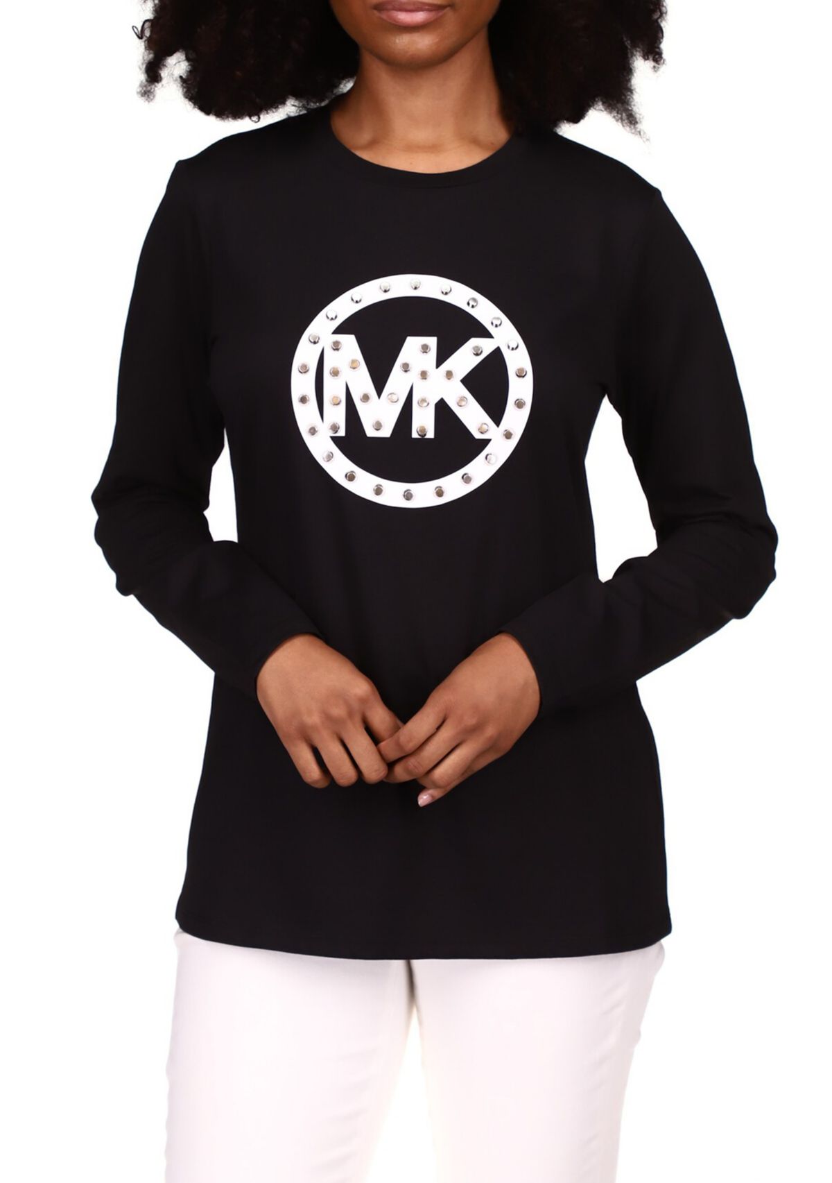 Womens Stud Circle Logo Long Sleeve T-Shirt