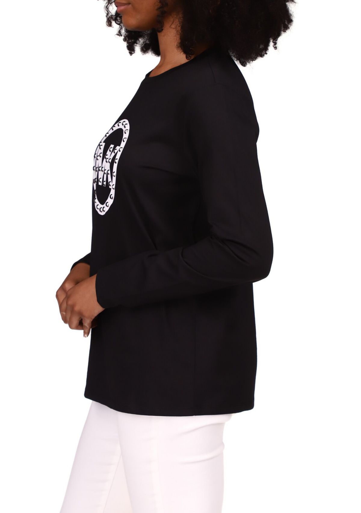 Womens Stud Circle Logo Long Sleeve T-Shirt