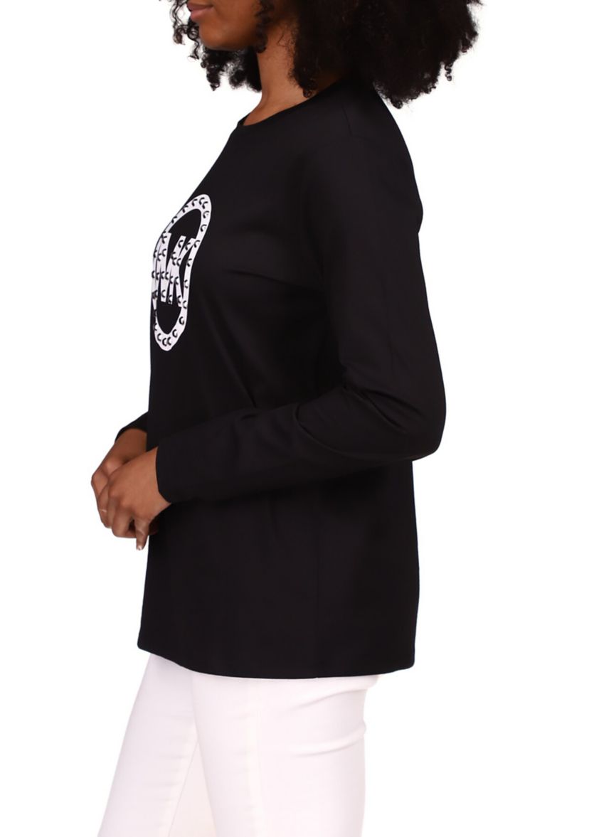 Womens Stud Circle Logo Long Sleeve T-Shirt