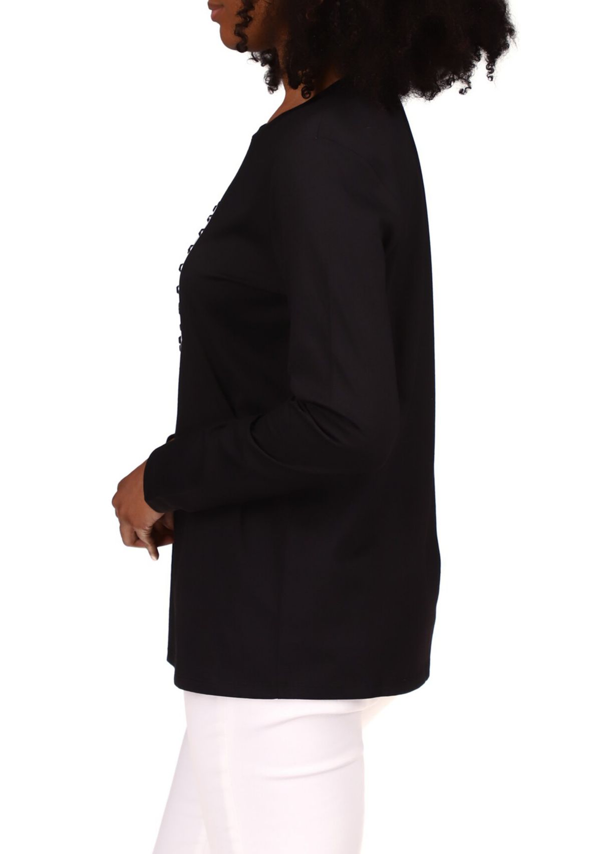 Womens Stud Circle Logo Long Sleeve T-Shirt