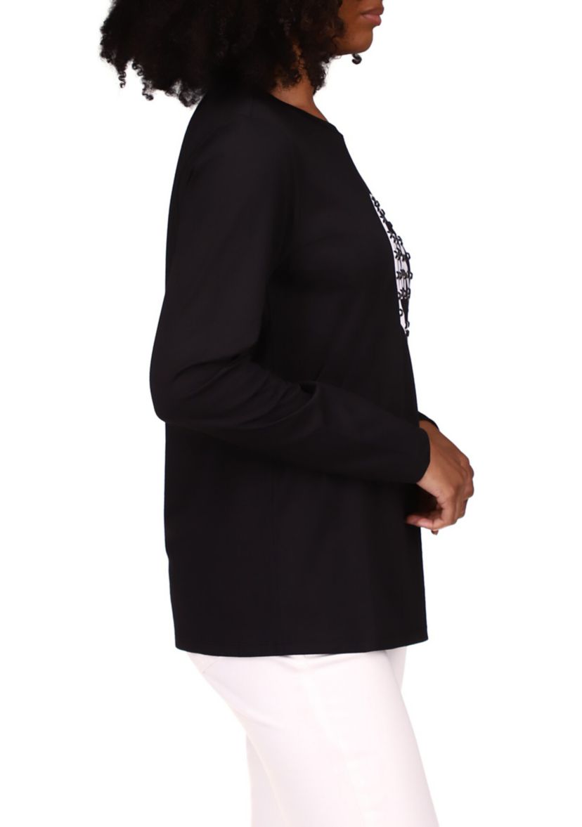Womens Stud Circle Logo Long Sleeve T-Shirt