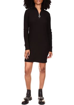MICHAEL Michael Kors Women's Long Sleeve Ribbed Zip Mock Neck Dress | belk