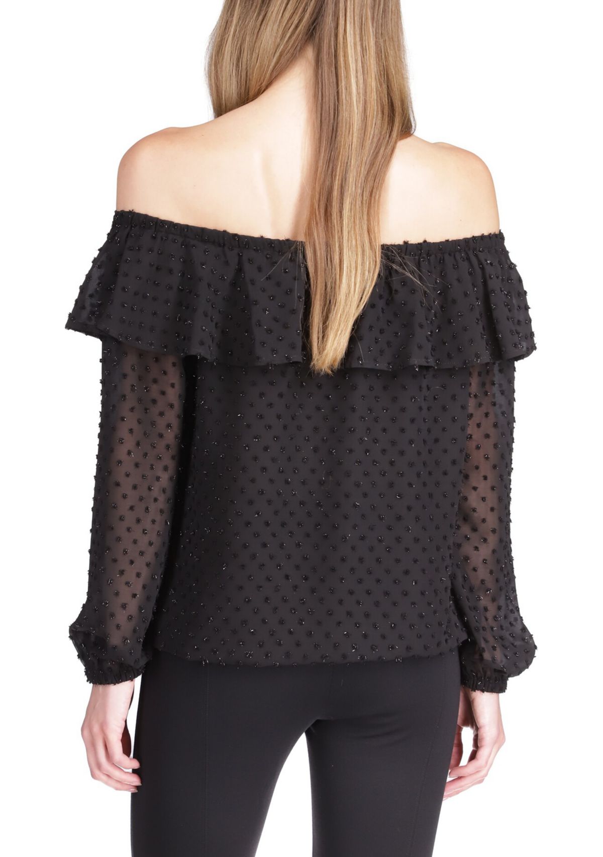 Womens Clip Dot Off the Shoulder Top