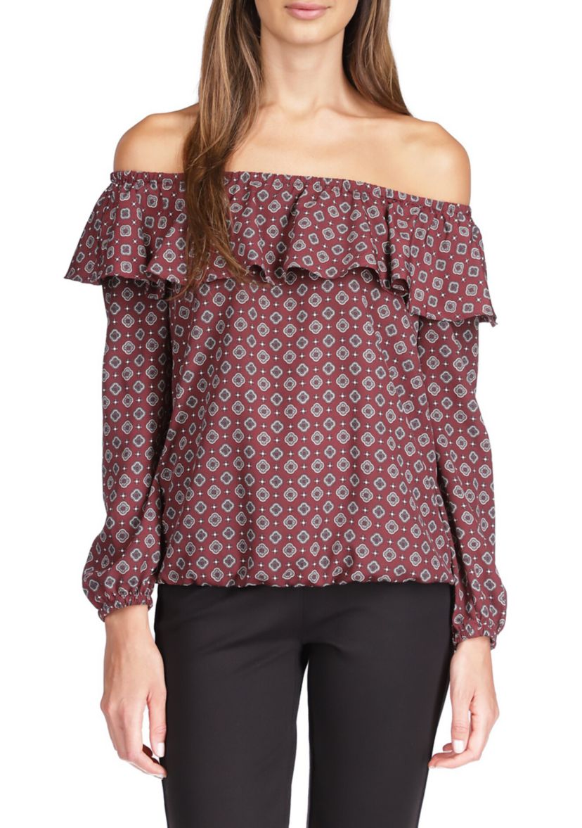 Womens Off the Shoulder Peasant Top